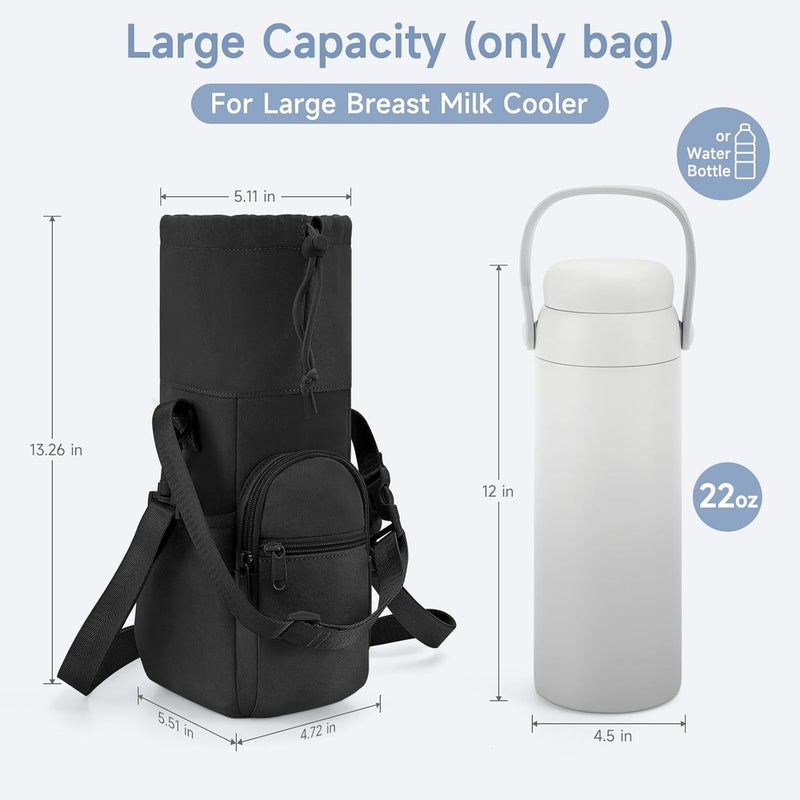 HavenMinds Portable Travel Bag for Breast Milk Cooler, Fits Milk Cooler & Portable BreastMilk Chiller, Leakproof,Insulated & Scratch-Resistant Bottle Carrier with Shoulder Strap & Extra Storage，Black - Image 2